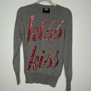 Markus Lupfer Kiss Kiss Sequin Graphic Sweater